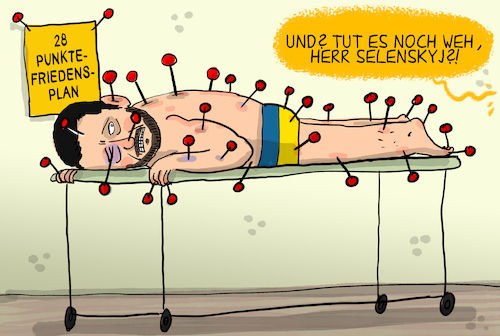 Cartoon: 28 Punkte Plan (medium) by leopold maurer tagged ukraine,krieg,eu,russland,usa,verhandlungen,frieden,28,punkte,schmerzen,seleskyj,trump,putin,rubio,genf,nato,leopold,maurer,cartoon,karikatur,ukraine,krieg,eu,russland,usa,verhandlungen,frieden,28,punkte,schmerzen,seleskyj,trump,putin,rubio,genf,nato,leopold,maurer,cartoon,karikatur