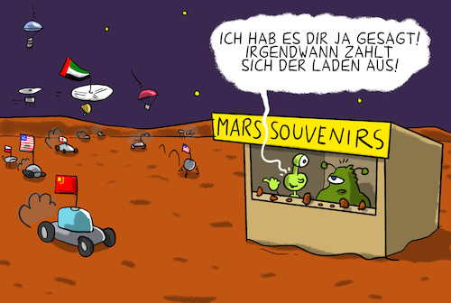 Cartoon: auf dem mars wird es eng (medium) by leopold maurer tagged mars,mission,usa,china,arabische,emirate,mars,mission,usa,china,arabische,emirate