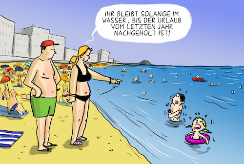 Cartoon: Auf in den Urlaub 2021 (medium) by leopold maurer tagged urlaub,meer,strand,tourismus,reise,reisewarnung,pandemie,covid,delta,kinder,nachholen,risikogebiete,rückkehrer,normalität,sommer,urlaub,meer,strand,tourismus,reise,reisewarnung,pandemie,covid,delta,kinder,nachholen,risikogebiete,rückkehrer,normalität,sommer