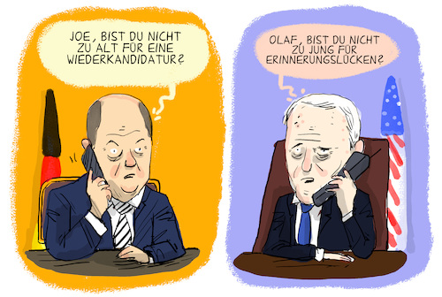 Cartoon: Biden Wiederkandidatur (medium) by leopold maurer tagged biden,amtszeit,zweite,usa,praesident,alt,joe,scholz,cum,ex,erinnerung,leopold,maurer,karikatur,cartoon,biden,amtszeit,zweite,usa,praesident,alt,joe,scholz,cum,ex,erinnerung,leopold,maurer,karikatur,cartoon