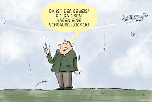 Cartoon: Boeing Schrauben Locker (medium) by leopold maurer tagged schrauben,boeing,lose,die,da,oben,flugzeug,locker,tuer,airline,flugzeughersteller,teile,fliegen,garten,leopold,maurer,cartoon,karikatur,schrauben,boeing,lose,die,da,oben,flugzeug,locker,tuer,airline,flugzeughersteller,teile,fliegen,garten,leopold,maurer,cartoon,karikatur