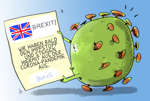 Cartoon: corona brexit (medium) by leopold maurer tagged corona,covid,brexit,impstoff,zulassung,virus,johnson,boris,corona,covid,brexit,impstoff,zulassung,virus,johnson,boris