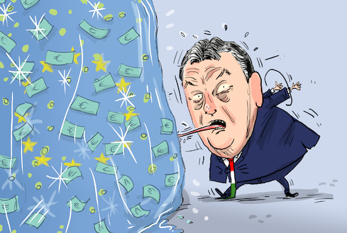 Cartoon: Eu friert Gelder für Ungarn ein (medium) by leopold maurer tagged ungarn,eu,gelder,einfrieren,viktor,orban,festgefroren,korruption,rechtsstaat,demokratie,eingeständnisse,kommisssion,förderungen,zuschüsse,mietgliedsstaaten,beschluß,leopold,maurer,karikatur,cartoon,ungarn,eu,gelder,einfrieren,viktor,orban,festgefroren,korruption,rechtsstaat,demokratie,eingeständnisse,kommisssion,förderungen,zuschüsse,mietgliedsstaaten,beschluß,leopold,maurer,karikatur,cartoon