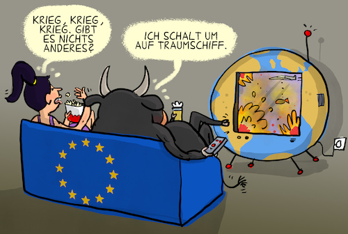 Cartoon: EU sieht zu (medium) by leopold maurer tagged eu,nebenrolle,krisen,welt,politik,usa,israel,iran,russland,ukraine,krieg,zuseher,zuschauerränge,europa,stier,tv,traumschiff,leopold,maurer,cartoon,karikatur,eu,nebenrolle,krisen,welt,politik,usa,israel,iran,russland,ukraine,krieg,zuseher,zuschauerränge,europa,stier,tv,traumschiff,leopold,maurer,cartoon,karikatur
