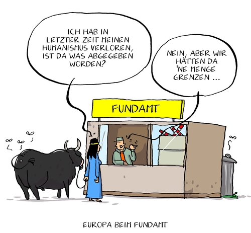 Cartoon: europa beim fundamt (medium) by leopold maurer tagged schengen,ideologie,werte,humanismus,flüchtlinge,asylsuchende,obergrenzen,grenzen,fundamt,eu,europa,europa,eu,fundamt,grenzen,obergrenzen,asylsuchende,flüchtlinge,humanismus,werte,ideologie,schengen