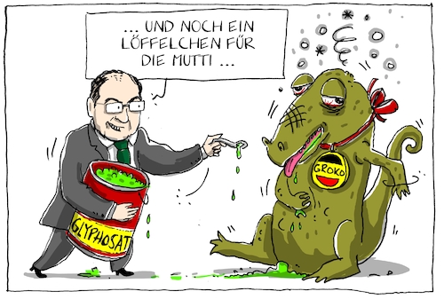 Cartoon: glyphosat schmidt (medium) by leopold maurer tagged landwirtschaftsminister,eu,csu,groko,große,koalition,glyphosat,vergiften,querschiessen,cdu,spd,schmidt,landwirtschaftsminister,eu,csu,groko,große,koalition,glyphosat,vergiften,querschiessen,cdu,spd,schmidt