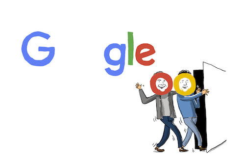 Cartoon: google gründer rückzug (medium) by leopold maurer tagged google,gründer,larry,page,sergey,brin,rückzug,google,gründer,larry,page,sergey,brin,rückzug