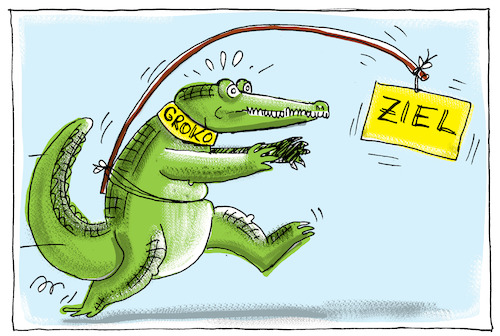 Cartoon: groko in der zielgerade (medium) by leopold maurer tagged spd,cdu,csu,koalition,ziel,zielgerade,verhandlungen,ende,zieht,sich,tempo,in,weiter,ferne,schulz,merkel,seehofer,spd,cdu,csu,koalition,ziel,zielgerade,verhandlungen,ende,zieht,sich,tempo,in,weiter,ferne,schulz,merkel,seehofer