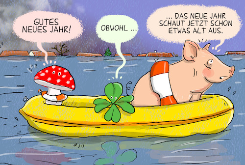 Cartoon: Gutes Neues Jahr (medium) by leopold maurer tagged neues,jahr,jahreswechsel,2024,schwein,kleeblatt,fliegenpilz,schlauchboot,hochwasser,klimawandel,krieg,ukraine,russland,nahost,inflation,wirtschaft,rezenssion,kravalle,silvester,böller,leopold,maurer,karikatur,cartoon,zu,warm,nass,2023,neues,jahr,jahreswechsel,2024,schwein,kleeblatt,fliegenpilz,schlauchboot,hochwasser,klimawandel,krieg,ukraine,russland,nahost,inflation,wirtschaft,rezenssion,kravalle,silvester,böller,leopold,maurer,karikatur,cartoon,zu,warm,nass,2023