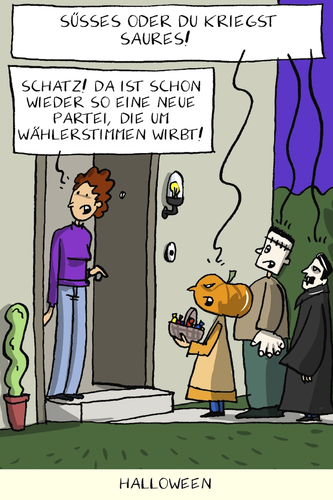Cartoon: halloween (medium) by leopold maurer tagged halloween,partei,werbung,halloween,partei,werbung