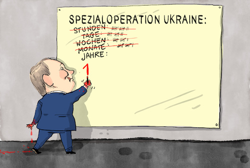 Cartoon: Jahrestag Ukraine-Krieg (medium) by leopold maurer tagged putin,traurig,jahrestag,ukraine,spezialoperation,angriffskrieg,angriff,völkerrecht,waffen,wehrhaft,standhaft,sanktionen,westen,eu,nato,usa,flüchtlinge,kriegsverbrechen,isoliert,leopold,maurer,karikatur,cartoon,putin,traurig,jahrestag,ukraine,spezialoperation,angriffskrieg,angriff,völkerrecht,waffen,wehrhaft,standhaft,sanktionen,westen,eu,nato,usa,flüchtlinge,kriegsverbrechen,isoliert,leopold,maurer,karikatur,cartoon