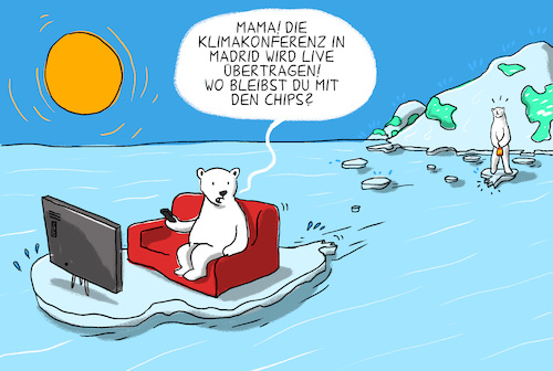 Cartoon: klimakonferenz in madrid (medium) by leopold maurer tagged klima,erwärmung,konferenz,eisbär,schmelze,polkappen,klima,erwärmung,konferenz,eisbär,schmelze,polkappen