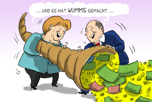 Cartoon: konjunkturpaket in deutschland (medium) by leopold maurer tagged konjunkturpaket,corona,krise,deutschland,merkel,scholz,konjunkturpaket,corona,krise,deutschland,merkel,scholz