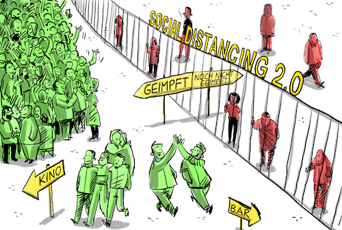 Cartoon: Lockerung für Geimpfte (medium) by leopold maurer tagged impfung,covid,corona,lockerung,pandemie,solidarität,ungleichheit,sozial,unsozial,distance,social,impfung,covid,corona,lockerung,pandemie,solidarität,ungleichheit,sozial,unsozial,distance,social