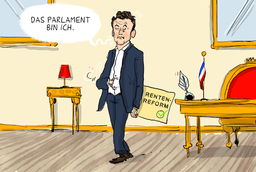 Cartoon: Macron und die Rentenreform (medium) by leopold maurer tagged macron,präsident,verfassung,rente,reform,streik,parlament,vorbei,projekt,frankreich,gegen,absolut,napoleon,sonnenkönig,leopold,maurer,cartoon,karikatur,macron,präsident,verfassung,rente,reform,streik,parlament,vorbei,projekt,frankreich,gegen,absolut,napoleon,sonnenkönig,leopold,maurer,cartoon,karikatur