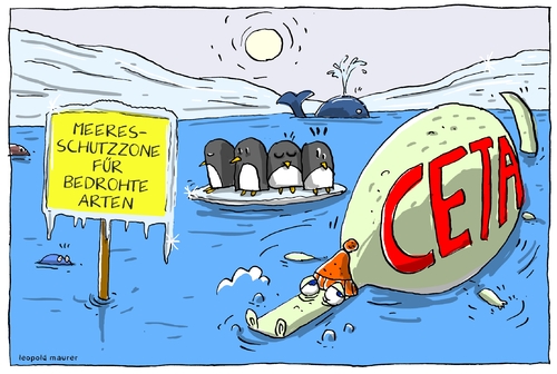 Cartoon: meeresschutzzone (medium) by leopold maurer tagged meeresschutzzone,ceta,artenvielfalt,politik,verhandlung,vertragsabschluss,meeresschutzzone,ceta,artenvielfalt,politik,verhandlung,vertragsabschluss