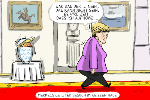 Cartoon: Merkels letzter USA Besuch (medium) by leopold maurer tagged merkel,besuch,biden,usa,trump,weisses,haus,kanzlerin,letzter,pension,merkel,besuch,biden,usa,trump,weisses,haus,kanzlerin,letzter,pension