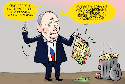 Cartoon: Putin sagt Iran Unterstützung zu (medium) by leopold maurer tagged putin,trump,russland,usa,israel,iran,krieg,atomwaffen,atomanlage,völkerrecht,aggression,unterstützung,autokratie,ukraine,recht,bombardierung,leopold,maurer,karikatur,cartoon,putin,trump,russland,usa,israel,iran,krieg,atomwaffen,atomanlage,völkerrecht,aggression,unterstützung,autokratie,ukraine,recht,bombardierung,leopold,maurer,karikatur,cartoon