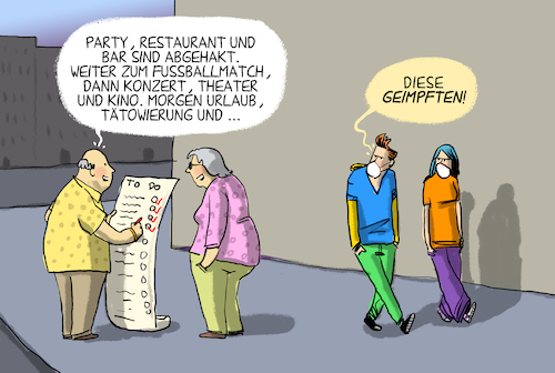 Cartoon: Rechte für Geimpfte (medium) by leopold maurer tagged impfung,corona,covid,sars,pandemie,grundrecht,freiheiten,privilegien,alt,jung,impfneid,neid,leopold,maurer,karikatur,cartoon,comic,illustration,impfung,corona,covid,sars,pandemie,grundrecht,freiheiten,privilegien,alt,jung,impfneid,neid,leopold,maurer,karikatur,cartoon,comic,illustration