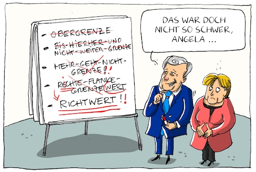 Cartoon: richtwert (medium) by leopold maurer tagged merkel,seehofer,cdu,csu,verhandlungen,richtwert,obergrenze,wort,wortfindung,deutschland,koalition,merkel,seehofer,cdu,csu,verhandlungen,richtwert,obergrenze,wort,wortfindung,deutschland,koalition