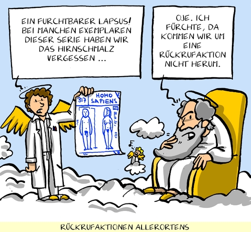 Cartoon: rückruf allerortens (medium) by leopold maurer tagged mensch,rückholaktion,rückruf,hirn,sapiens,lapsus,rückruf,rückholaktion,mensch,hirn,sapiens,lapsus