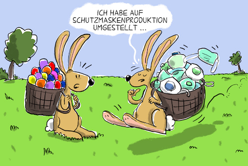 Cartoon: schutzmasken osterhase (medium) by leopold maurer tagged schutzmasken,corona,virus,osterhase,covid,schutzmasken,corona,virus,osterhase,covid