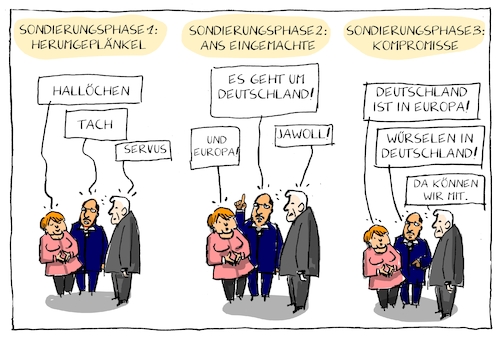 Cartoon: sondierungsphasen (medium) by leopold maurer tagged sondierungen,koalition,regierung,deutschland,csu,spd,cdu,merkel,seehofer,schulz,sondierungen,koalition,regierung,deutschland,csu,spd,cdu,merkel,seehofer,schulz