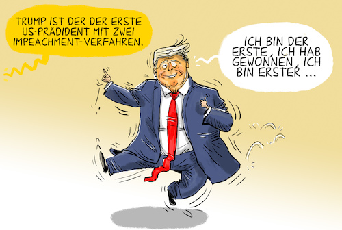 Cartoon: trump ist erster (medium) by leopold maurer tagged trump,usa,wahl,2021,impeachment,verfahren,kapitol,sturm,demokratie,leopold,maurer,cartoon,karikatur,comic,illustration,trump,usa,wahl,2021,impeachment,verfahren,kapitol,sturm,demokratie,leopold,maurer,cartoon,karikatur,comic,illustration