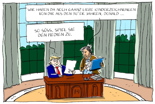 Cartoon: trump und die medien (medium) by leopold maurer tagged trump,bannon,usa,steuererklärung,medien,zuspielen,ablenken,präsident,berater,oval,office,trump,bannon,usa,steuererklärung,medien,zuspielen,ablenken,präsident,berater,oval,office