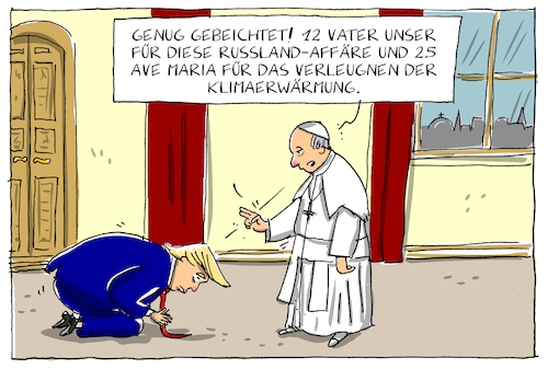 Cartoon: trump und papst (medium) by leopold maurer tagged trump,usa,besuch,papst,vatikan,präsident,beichte,klimaerwärmung,russland,affäre,trump,usa,besuch,papst,vatikan,präsident,beichte,klimaerwärmung,russland,affäre