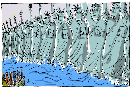 Cartoon: trumps einreiseverbot (medium) by leopold maurer tagged trump,einreiseverbot,usa,moslems,muslime,trump,einreiseverbot,usa,moslems,muslime