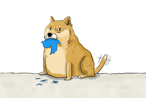 Twitter mit Dogecoin-Logo Twitter mit Dogecoin-Logo