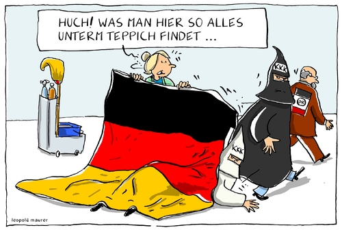 Cartoon: unterm teppich (medium) by leopold maurer tagged deutschland,rechtsextrem,reichsbürger,kukluxklan,deutschland,rechtsextrem,reichsbürger,kukluxklan