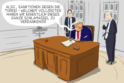 Cartoon: usa sanktionen türkei (medium) by leopold maurer tagged usa,türkei,sanktionen,nordsyrien,konflikt,trump,usa,türkei,sanktionen,nordsyrien,konflikt,trump