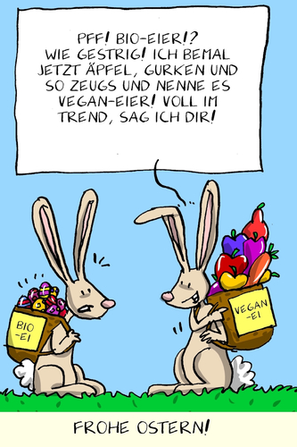 Cartoon: vegane ostern (medium) by leopold maurer tagged ostern,osterhase,vegan,bio,ei,eier,feiertage,ferien,hase,ostern,osterhase,vegan,bio,ei,eier,feiertage,ferien,hase