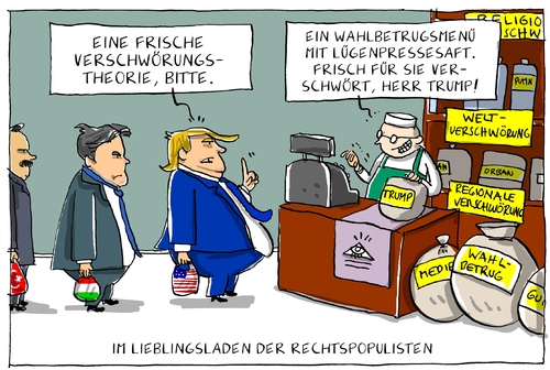 Cartoon: verschwörungstheorie (medium) by leopold maurer tagged verschwörungstheorie,rechtspopulismus,partei,trump,orban,strache,erdogan,afd,lepen,wahlbetrug,verschwörung,weltverschwörung,wahlen,medien,presse,lügenpresse,verschwörungstheorie,rechtspopulismus,partei,trump,orban,strache,erdogan,afd,lepen,wahlbetrug,verschwörung,weltverschwörung,wahlen,medien,presse,lügenpresse