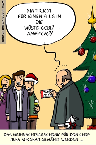 Cartoon: weihnachtsgeschenk für den chef (medium) by leopold maurer tagged weihnachtsfeier,chef,büro,kollegen,mitarbeiter,weihnachtsgeschenk,geschenk,jahresende,weihnachtsfeier,chef,büro,kollegen,mitarbeiter,weihnachtsgeschenk,geschenk,jahresende