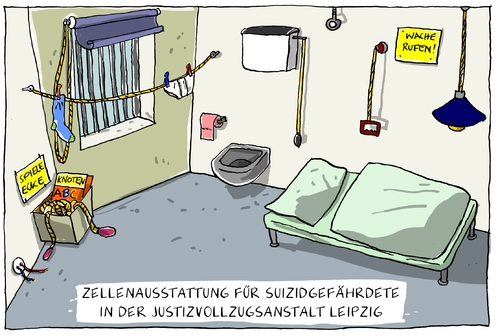 Cartoon: zellenausstattung JVA leipzig (medium) by leopold maurer tagged zellenausstattung,jva,leipzig,zelle,terrorist,suizidgefährdet,selbstmord,strangulieren,seil,wache,justiz,terror,zellenausstattung,jva,leipzig,zelle,terrorist,suizidgefährdet,selbstmord,strangulieren,seil,wache,justiz,terror