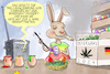 Cartoon: Bundesrat billigt Cannabisgesetz (small) by leopold maurer tagged bundesrat,deutschland,gesetz,cannabis,teillegalisierung,radio,osterhase,kiffen,hanf,ostergras,gras,eier,bekifft,legal,social,club,sozial,ampel,grüne,spd,fdp,lauterbach,ostern,leopold,maurer,karikatur,cartoon