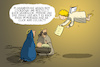 Cartoon: click and collect (small) by leopold maurer tagged weihnachten,2020,deutschland,lockdown,bestellen,online,click,collect,abholen,shoppen,corona,covid,krippe,josef,maria,jesus,engel,verkündung