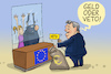 Cartoon: EU-Gipfel (small) by leopold maurer tagged ungarn,orban,victor,eu,gipfel,komission,geld,veto,blockade,beitritt,ukraine,erpressung,sanktionen,krieg,russland,putin,freund,autokratie,beschluss,gemeinsam,leopold,maurer,karikatur,cartoon