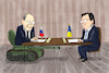 Cartoon: Gespräche Russland Ukraine (small) by leopold maurer tagged russland,ukraine,krieg,verhandlungen,gespräche,aussenminister,lawrow,kuleba,erfolglos,waffenruhe,humanitäre,korridore,leopold,maurer,karikatur,cartoon