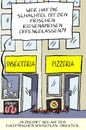 Cartoon: insekteria (small) by leopold maurer tagged essen,nahrung,weltbevölkerung,klimaschutz,insekten,methan,fleisch,fleischersatz,ernährung,europa,pizza,alternative,ersatz