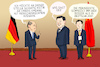 Cartoon: Scholz bei Xi (small) by leopold maurer tagged scholz,xi,china,deutschland,reise,bundeskanzler,handel,ukraine,menschenrechte,regime,kritik,pekingente,dolmetscher,hafen,hamburg,jinping,wirtschaft,beziehungen,kanzler,leopold,maurer,cartoon,karikatur