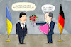 Cartoon: Scholz besucht Ukraine (small) by leopold maurer tagged scholz,besuch,ukraine,diplomatie,konflikt,russland,nato,krieg,waffen,lieferung,valentinstag,pralinen,blumen,liebe,präsident,selenskyj,leopold,maurer,karikatur,cartoon