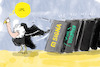 Cartoon: Signa Insolvenz (small) by leopold maurer tagged signa,rene,benko,zinsen,insolvenz,firmen,geflecht,pleitegeier,galeria,kaufhof,domino,effekt,leopold,maurer,karikatur,cartoon