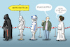 Cartoon: Star Wars Day (small) by leopold maurer tagged star,wars,day,may,the,force,forth,impfzentrum,kostüme,warteschlange,risikogruppe,fan,darth,vader,stormtrooper,r2d2,leia,corona,covid,pandemie,impfung,leopold,maurer,karikatur,cartoon,comic,illustration