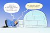 Cartoon: Steinmeier in der Arktis (small) by leopold maurer tagged steinmeier,bundespräsident,deutschland,besuch,kanada,arktis,iglu,wärmepumpe,viessmann,verkauf,usa,co2,fussabdruck,klimawandel,klimakrise,leopold,maurer,cartoon,karikatur