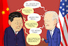 Cartoon: Treffen Biden und Xi (small) by leopold maurer tagged biden,xi,china,usa,ukraine,nahostkonflikt,russland,handelsbeziehungen,taiwan,us,marine,israel,iran,putin,gespräche,treffen,weltmacht,beziehungen,strategie,apec,gipfel,leopold,maurer,karikatur,cartoon