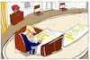 Cartoon: trumps plan (small) by leopold maurer tagged usa präsident trump plan planlosigkeit oval office amtsantritt